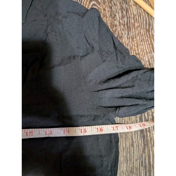 HD in Paris Anthropologie Tie Shirt Dress Button Front XS Black Roll Tab N99 - Picture 11 of 11